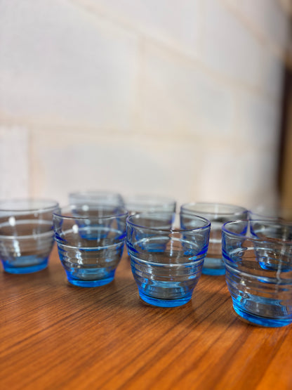 Lot de 8 verres arco France bleu I Années 70