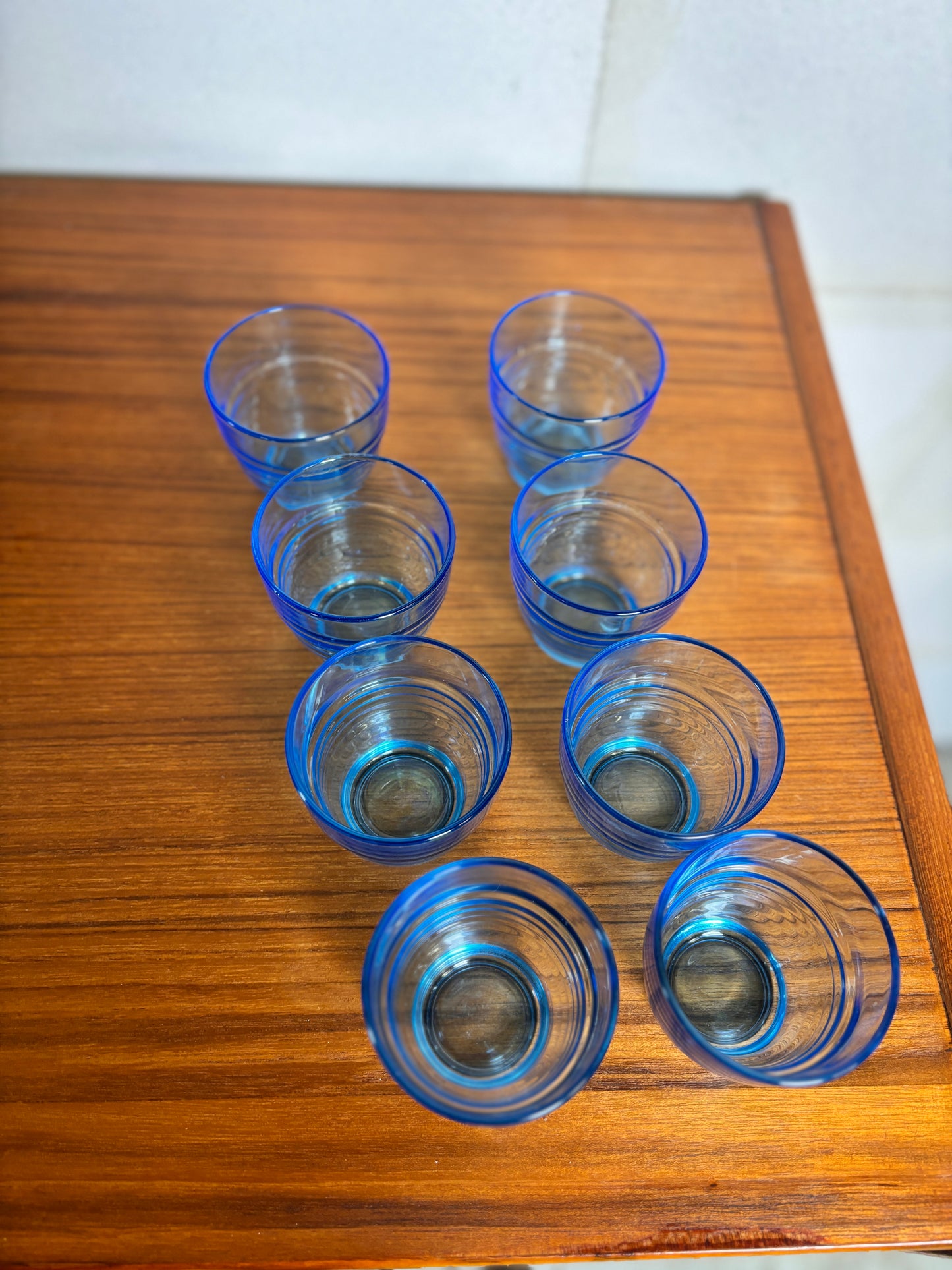 Lot de 8 verres arco France bleu I Années 70