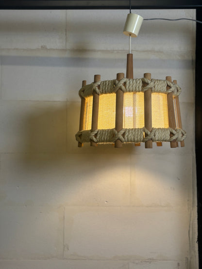 Scandinavian vintage braided rope pendant light | 60s-70s