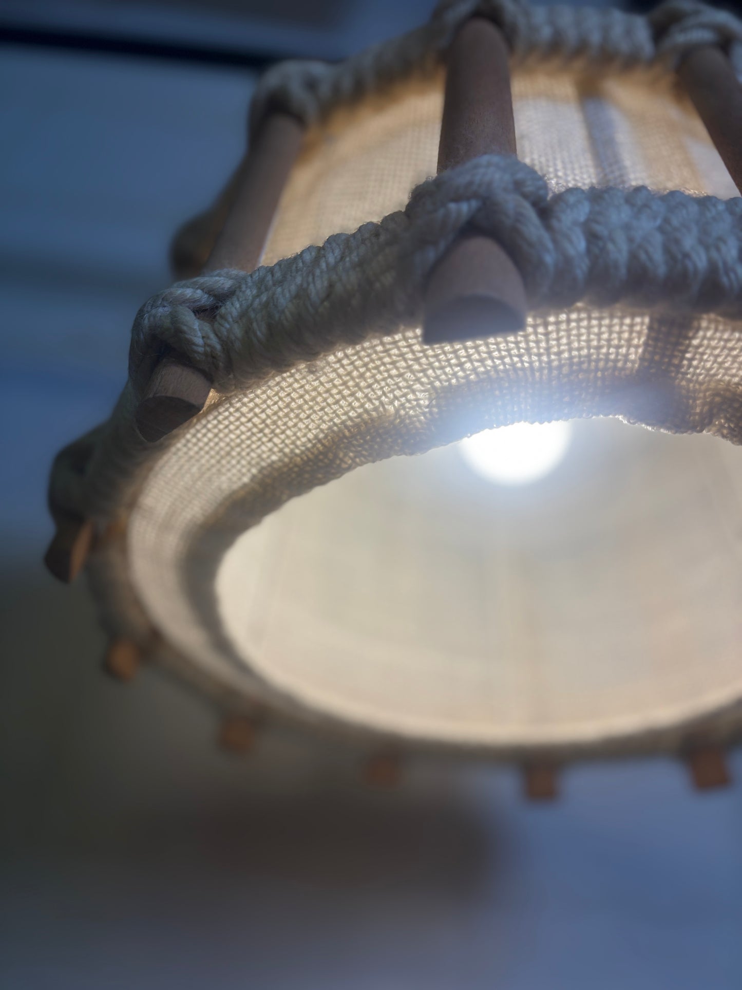 Scandinavian vintage braided rope pendant light | 60s-70s