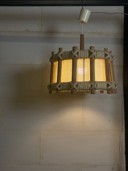 Scandinavian vintage braided rope pendant light | 60s-70s