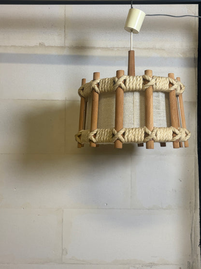 Scandinavian vintage braided rope pendant light | 60s-70s