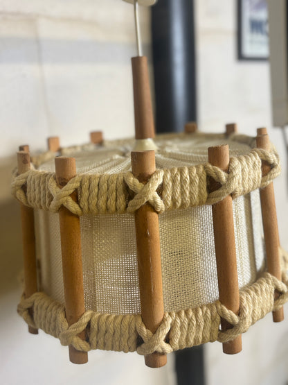 Scandinavian vintage braided rope pendant light | 60s-70s