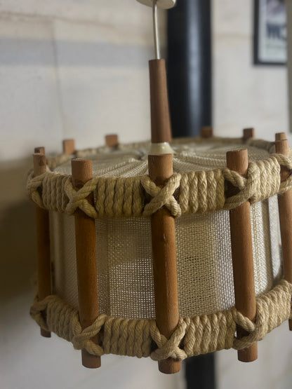 Scandinavian vintage braided rope pendant light | 60s-70s