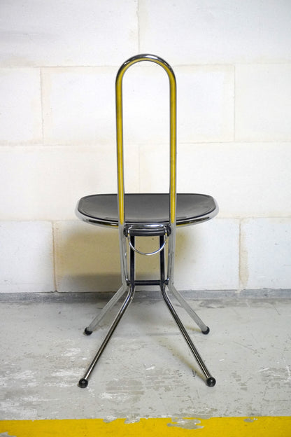 Set de 3 chaises pliantes de Niels Gammelgaard Noires et chrome ⎜ années 1980